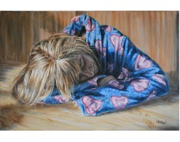 Evie Asleep, oil on canvas 